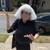iCos Short Kinky Straight Hair Wig for Women White Fluffy Bob Wig with Bangs Punk Halloween Cosplay Costume Wig