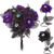 MTLEE 12 Pcs Halloween Eyeball Roses Artificial Silk Flowers, Black, Purple