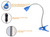 Newhouse Lighting NHCLP-LED-BLU Blue Metal Flexible Clamp-Style LED Goose Neck Desk Lamp in 3000K Warm White Color Temperature with Power Adapter and 6 ft. Power Cord