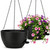 zople 12" Self Watering Hanging Planters with Chains, Black, 2 Pack