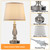 Lamps for Bedrooms Set of 2,Brushed Nickel Bedside Lamps with USB C+A Ports