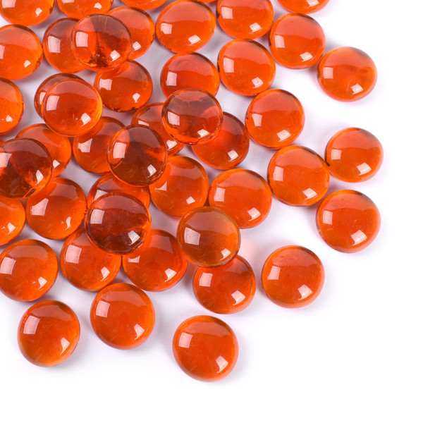 HUIANER Red-Orange Flat Glass Marbles, 100PCS 1lb Vase Filler Beads