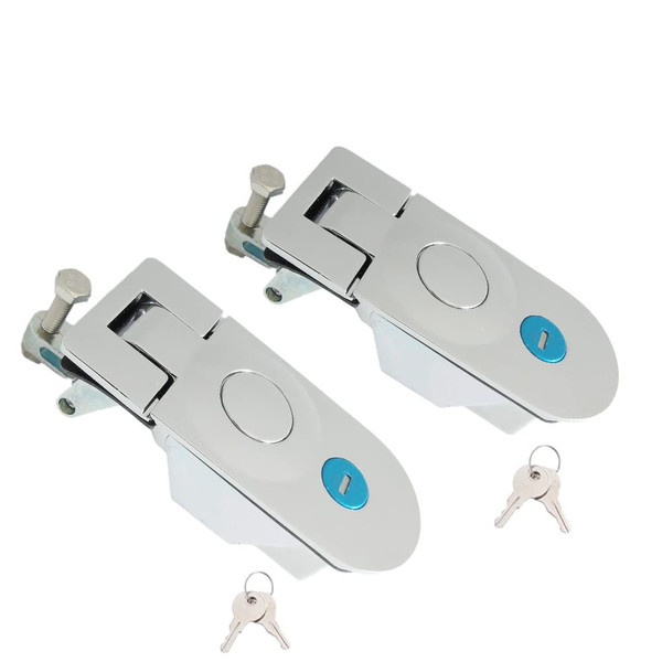 2 Pack Compression Latch Lock Flush Mount Trigger Latch Adjustable Sealed Large Lever Hand Operated Key Locking Silver