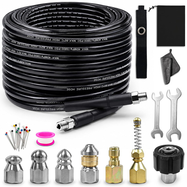 TANYO 100FT Sewer Jetter Kit for Pressure Washer, 5800PSI Drain Cleaner