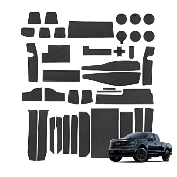 KOOGEN Center Console Pads for 2021-2026 Ford F150 38Pcs Black