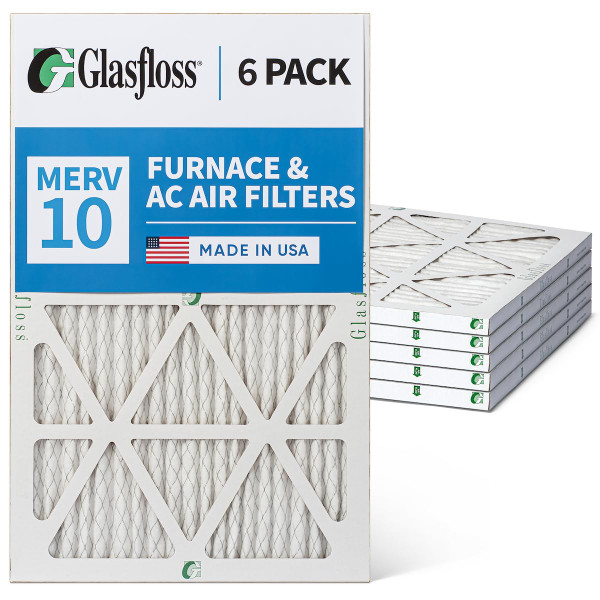 Glasfloss ZL 12x22x1 MERV 10 Pleated AC Furnace Air Filters. 6 Pack
