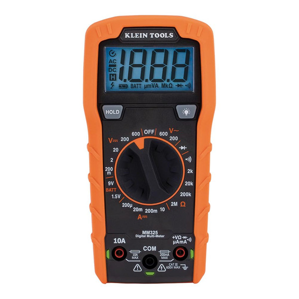 Klein Tools MM325 Multimeter, Digital Manual-Ranging 600V AC/DC Voltage Tester, Tests Batteries, Current, Resistance, Diodes, and Continuity