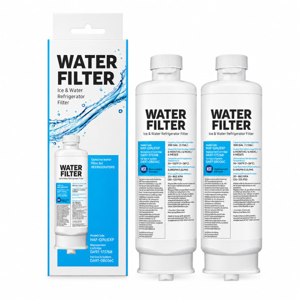 Water Filter Replacement for Samsung DA97-17376B, HAF-Qin/EXP, DA97-08006C, RF28R7201SR, RF28R7351SG, RS27T5200SR - AFT1000T Faucet Mount Water Purification Unit (2 Pack)
