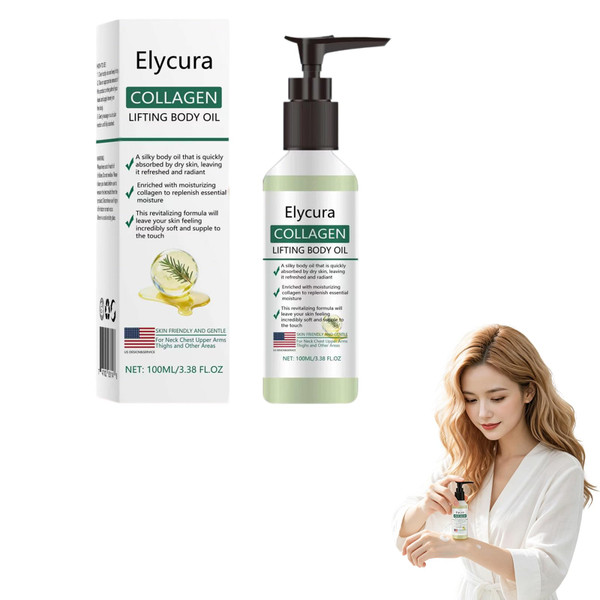 Lvjonya Elycura Collagen Lifting Body Oil, Hydrating Collagen Oil For Body & After Shower, Anti Aging Silk Body Oils for Women & Men Moisturizer,Lightweight Non-Greasy (1 Pcs)