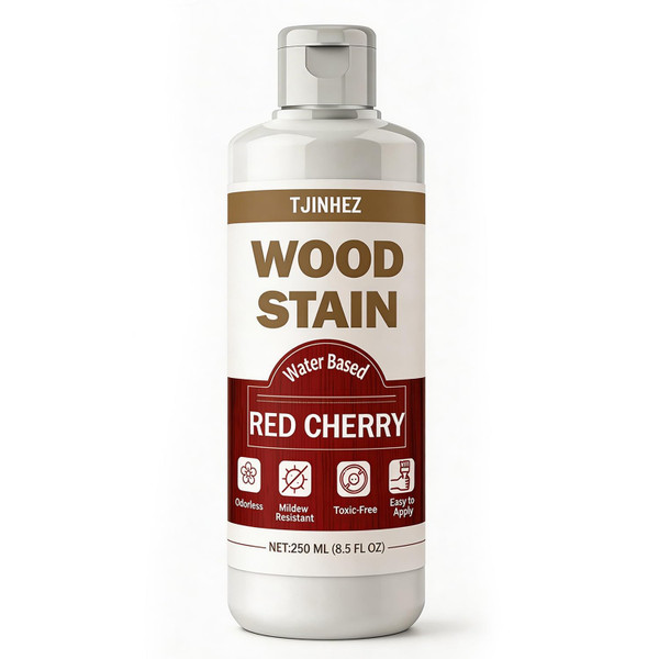Red Cherry Wood Stain, 8.5oz/250ml Water Based Wood Stain, Premium Indoor & Outdoor Wood Finish for Furniture, Cabinets, Doors & Wood Surfaces - Fast Drying, Low Odor, Non-Toxic & Easy to Use