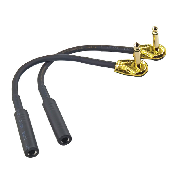 WJSTN Right Angle 6.35 mm Male to 6.35 Female Adapter Gold Plated ¼ inch ts to ts Pancake Type Connectors Cable for Speaker Patch Guitar (TS Male to TS Female)