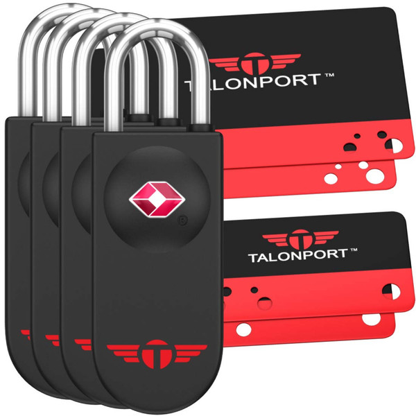 Talonport Keyless TSA Approved Suitcase Luggage Locks, Black 4-Pack