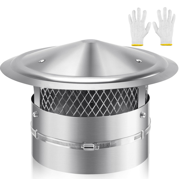 QUEYAAM 8" Chimney Cap with Screen & Rain Cover,304 Stainless Steel