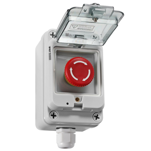 IP67 Button Switch Outdoor Waterproof Box Red Button Emergency Stop with Protective Cover Anti-misoperation Switch(AC/DC 6A-110V/3A-240V/2.5A-380V)