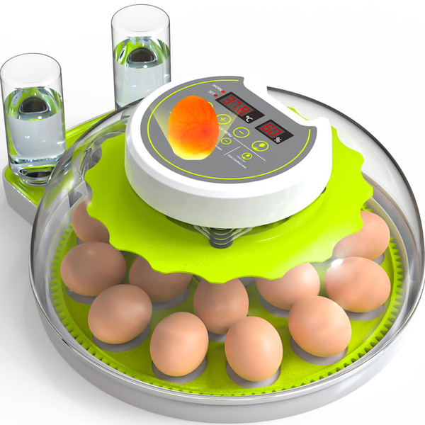 DEZHXHE 18/60 Egg Incubator with Humidity Display, Incubators for Hatching Eggs, Egg Candler, Automatic Egg Turner, Poultry Egg Incubator for Hatching Chicken Duck Goose Bird Quails- Green 2 Egg Trays