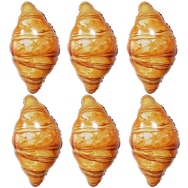 TiAaihion 6 Pack Croissant Foil Balloons 29x18 Inch Bakery Party Decorations, Brunch Coffee Theme Balloons for Bakery, Café or Home Décor