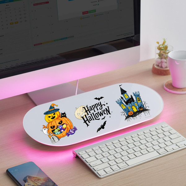 TSJ OFFICE Glass Desktop Whiteboard - 17 X 7 Inches White Board Pink Light