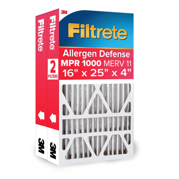 Filtrete 16x25x4 Air Filter, MERV 11, MPR 1000, 2 HVAC Filters