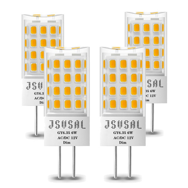 JSVSAL GY6.35 G6.35 LED Bulb Dimmable,AC/DC 12V, Warm White 2700K,4-Pack