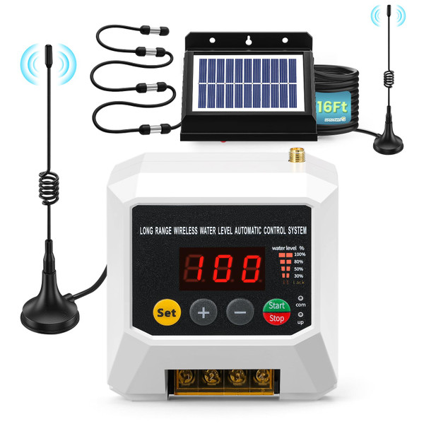 Smart Wireless Water Level Controller, 9842ft Long Range & Auto Pump Control System with LCD, IP68, 5-Sensor, for Well Tank Pool Irrigation