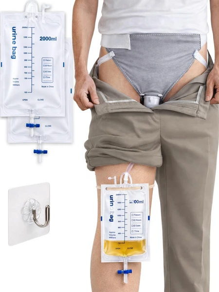 Leak-Proof Wearable Male Urinal for Incontinence, Grey