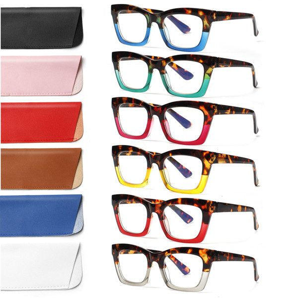 ZOECENT 6 Pack Reading Glasses for Women Blue Light Blocking Computer Square Readers with Spring Hinge (Mix Color-1, 2.75, x)