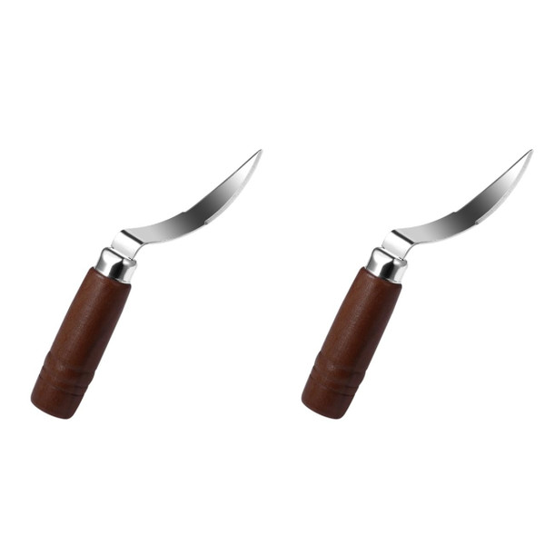2pcs Coconut Meat Removal Tool, Stainless Steel Coconut Scraper Knife with Wooden Handle, Fresh Coconut Opener Tool for Beach and Pool Parties, Kitchen Use, Random Color