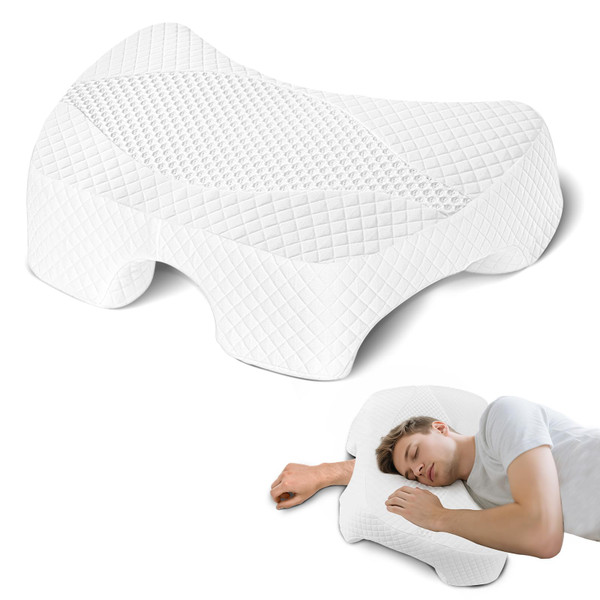 Eliteguard Side Sleeper Pillow with Arm Hole for Adults, White,7.1in Height