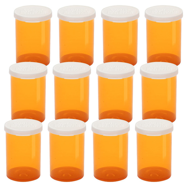 Empty Plastic Pill Bottles with Easy Open Snap Caps (Not Child Resistant), Prescription Medication Vials, Clear Containers, PillCases Dispenser Organizers (20 Dram, 12pcs)