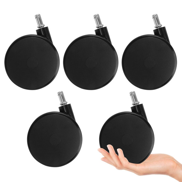 5 Pcs 4'' Extra Large Chair Wheels for Carpet, Large Office Chair Wheels, Heavy Duty Office Twin Chair Casters Replacement 7/16 x 7/8 Grip Ring for Furniture Hardwood Floor Computer Desks