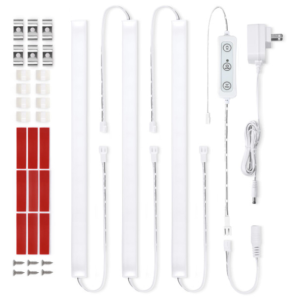 Litever Under Cabinet Lighting Plug in. 3 Light Bar Kit. Warm White 3000K.