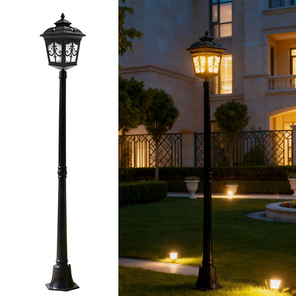 IBalody 66.9-Inch Outdoor Lamp Post Light, Hardwired, Black, E26 Base