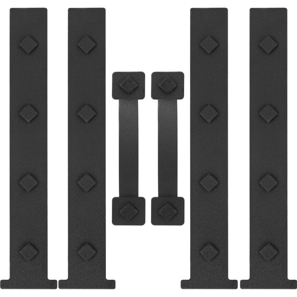HILLMASTER Garage Door Magnetic Decorative Hardware, 6 Pieces Rectangle Garage Door Magnets Accents Curb Appeal Faux Hinges and Handles Garage Door Decor Hardware Kit, Black(4 Hinges+2 Handles)