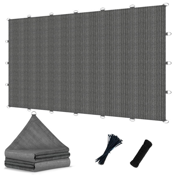 POYEE 90% 10x30ft Sun Shade Cloth with Reinforced Corner Webbing & D-Rings