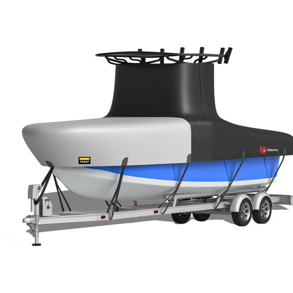 T-Top Boat Cover, 22'-24' Long Beam Width up to 116", Blk Gry