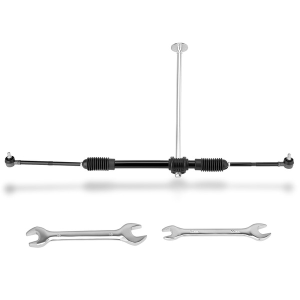Steering Gear Assembly Compatible with Coleman KT196 go kart parts Kandi 110cc CK196 196CC 6.5HP Gas Powered 4 Wheeler Quad DIY Racing Go Cart, Go-Kart Steering Shaft with Gear Box and Ball Joint Rod