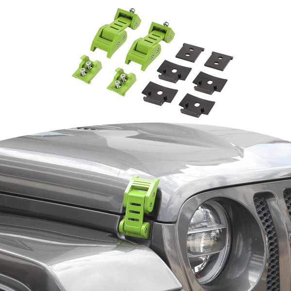 RT-TCZ for Wrangler Hood Latches Catch Kit Compatible with Jeep Wrangler JK JL Gladiator JT Green Exterior Accessories 2pcs (3-Stripes)