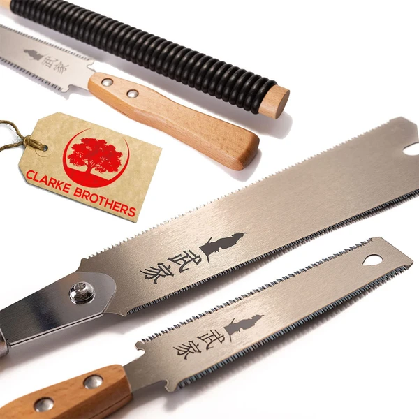 Set of 2 - Ryoba Japanese Pull Saw 9.5 Inch and Flush Cut 6 Inch – Woodworking Tools Ryoba Table – Steel Blades and Wood Handles, Handsaw 2 Cutting Edges– Japanese Hand Saw for Carpentry, DIY