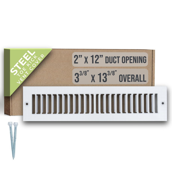 Fits 2x12 Duct Opening | Toe Kick Vent Cover by Handua | Cabinet Toe Kick Space Register Grille | HVAC Toe Space Vent Cover | Outer Dimensions: 3 3/8" X 13 3/8" | Off White