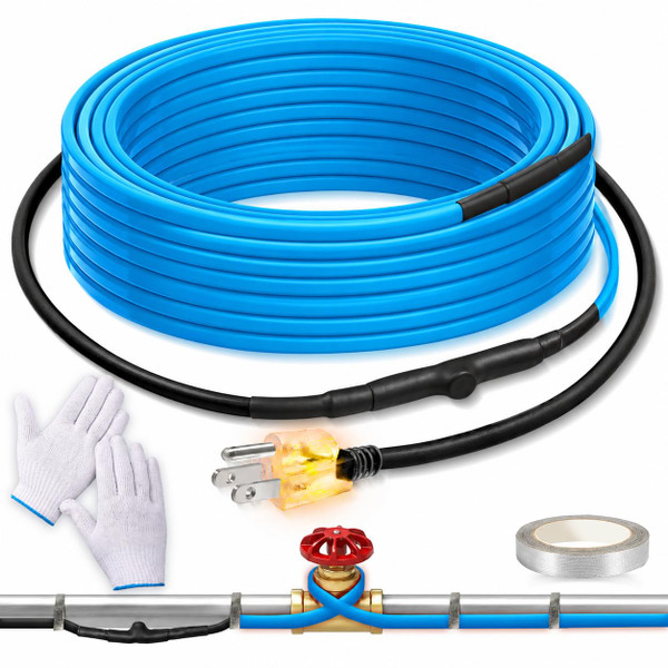 40ft Heat Tape with Thermostat, Self-Regulating Heat Trace for Water Pipes