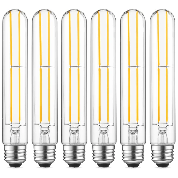 7.3" T10 Tubular LED Light Bulb, 60W Eq, Dimmable, Cool White 4000K, 6-Pack