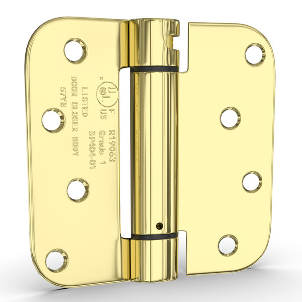 Goldenwarm 4 Pack Brass 4" Spring Door Hinges with 5/8" Radius Corners