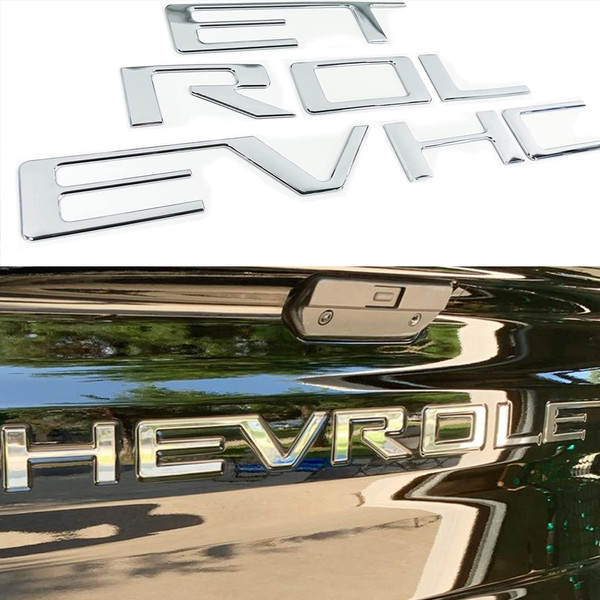 Tailgate Insert Letters Compatible with 2019 2020 2021 2022 2023 2024 3D Abs Plastic Emblems Badges with Strong Adhesive Chrome Silver