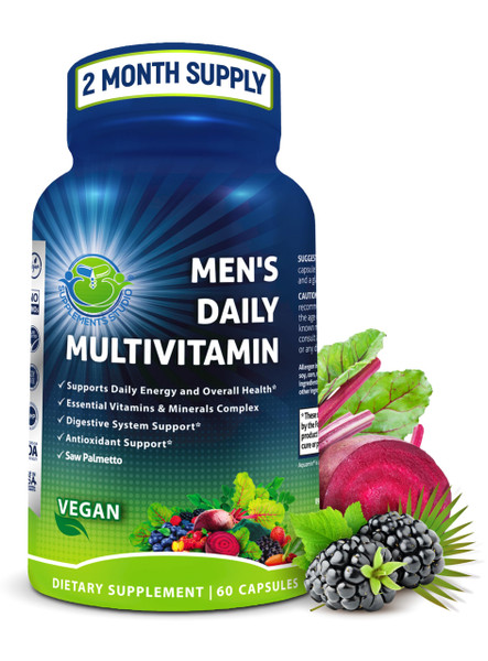Vegan Methylated Multivitamin for Men - Saw Palmetto, Biotin & Probiotics