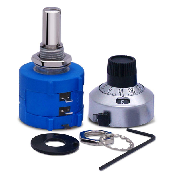Taiss 3590S-2-103L 10K Potentiometer 10-Turn Multi Turn Rotary Wire Wound Precision Potentiometer, 10 Ring Adjustable Resistor Counting Dial Rotary Knob