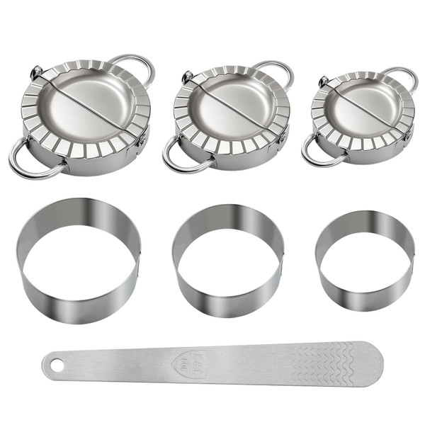 3-in-1 Stainless Steel Dumpling Maker Set - 3 Sizes with Cutters & Scoop