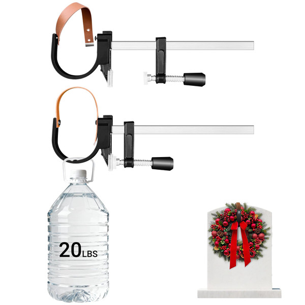 Christmas Grave Wreath Holder,Headstones Hanger,Adjustable 3-8" - 2 Pack