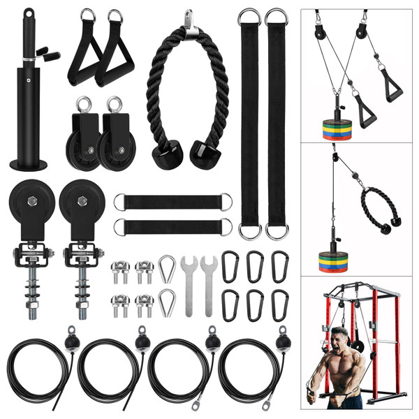 LAT Pulldown Pulley System for Home Gym Cable Machine Pulley Attachment Set Power Cage Weight Lifting Workout Kit
