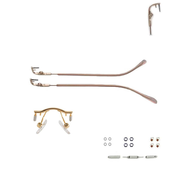 1 Pair Rimless Glasses Temple Arms Nose Bridge Eyeglasses Legs Screws