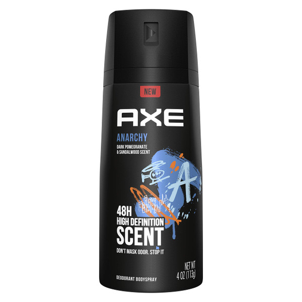 AXE Body Spray Deodorant for Men Anarchy for Long Lasting Odor Protection Dark Pomegranate & Sandalwood Mens Deodorant Formulated Without Aluminum 4.0 oz